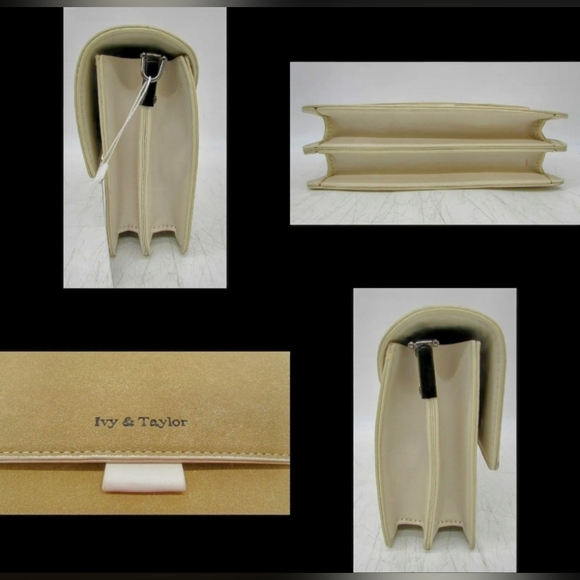 NEW Ivy & Taylor The Kiara Khaki Colorblock PU Suede Xbody Handbag Purse - Picture 5 of 6